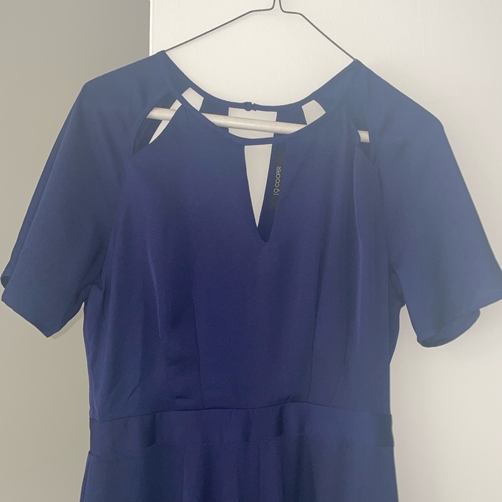 NWOT 19 Cooper evening romper jumpsuit silky blue with cutouts size xs - Picture 2 of 4